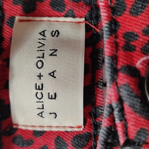 Alice + Olivia Black and Red Leopard Print Jeans Size 26 - Picture 7 of 10